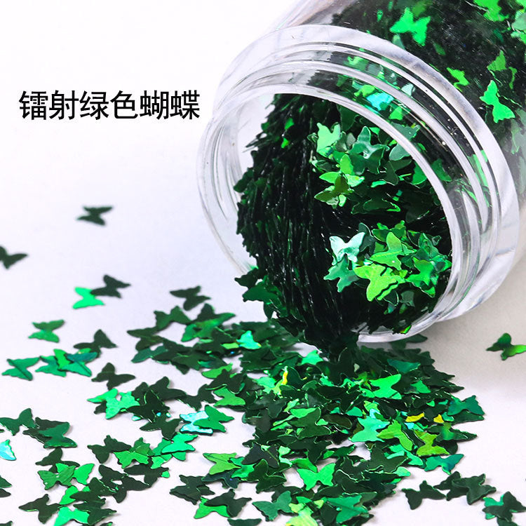 Wholesale Internet Celebrity Sparkling Laser Butterfly Nail Patch Phone Case Glitter Ring Powder Glitter Powder Drop Glue Glitter